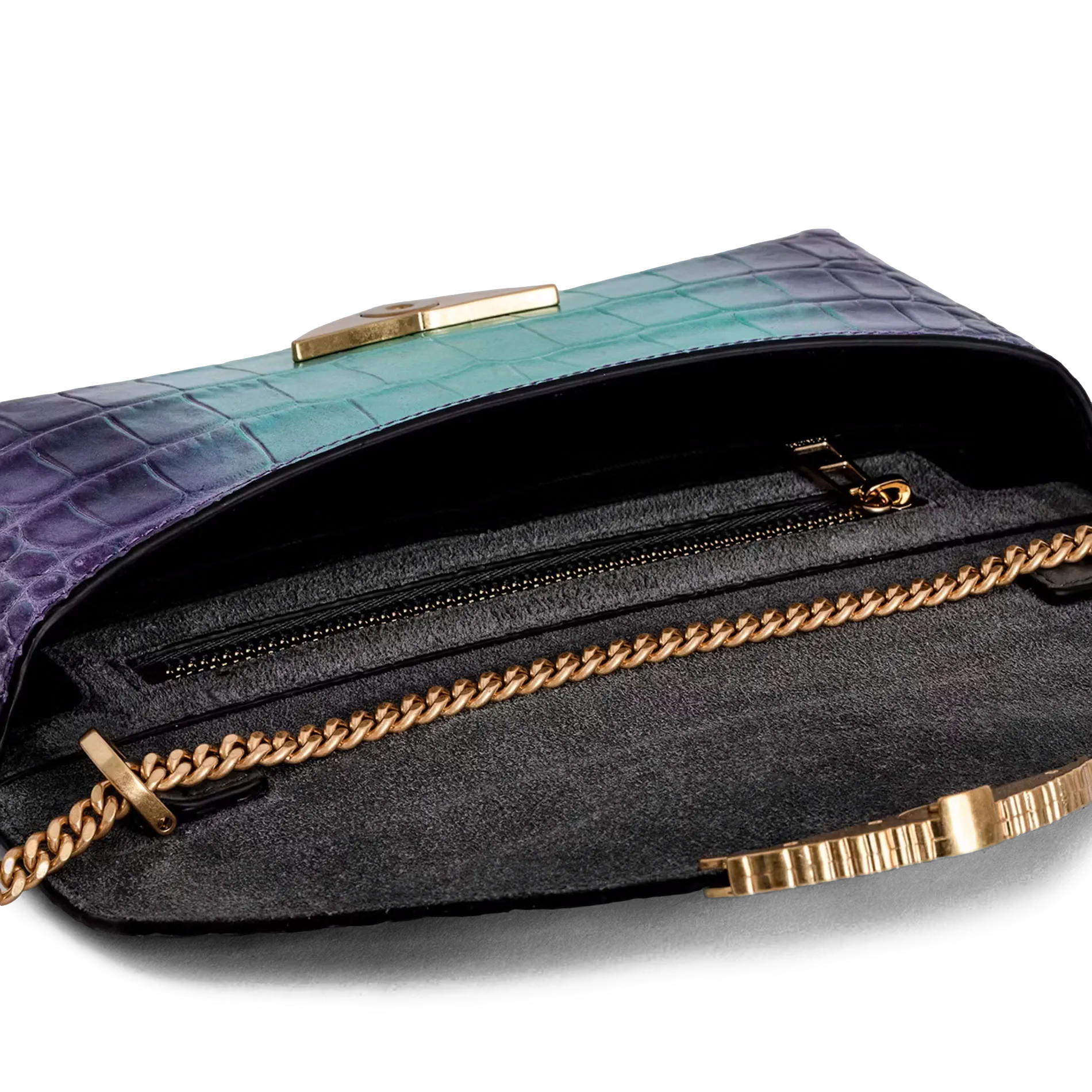 ZADIG&VOLTAIRE  Pochette en cuir métallisé embossé borderline - Violet