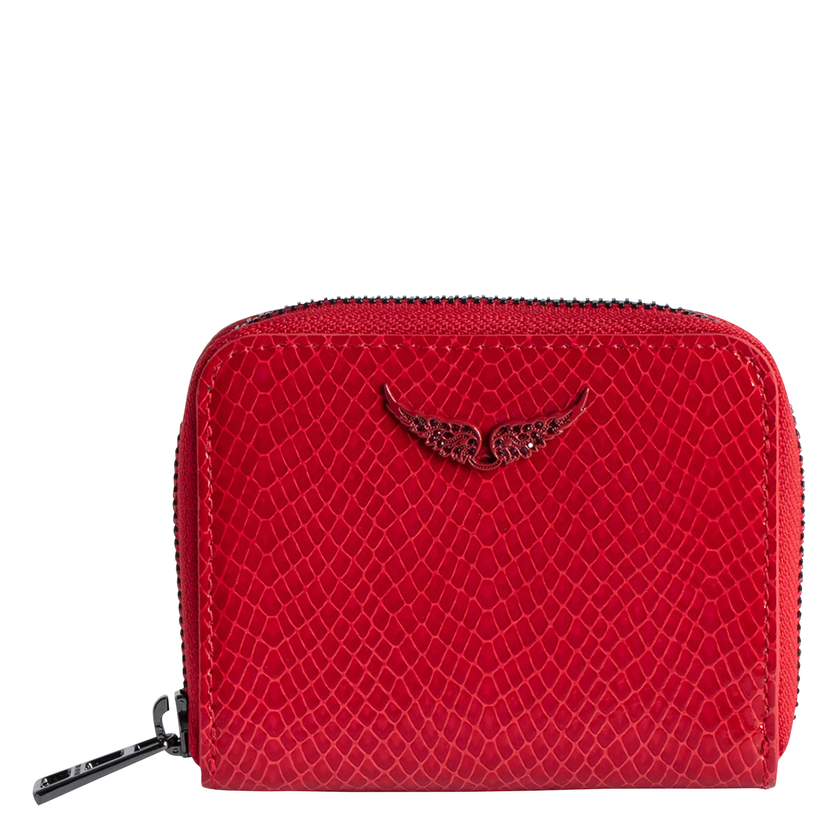 ZADIG&VOLTAIRE  Porte monnaie en cuir brillant embossé mini zv - Rouge