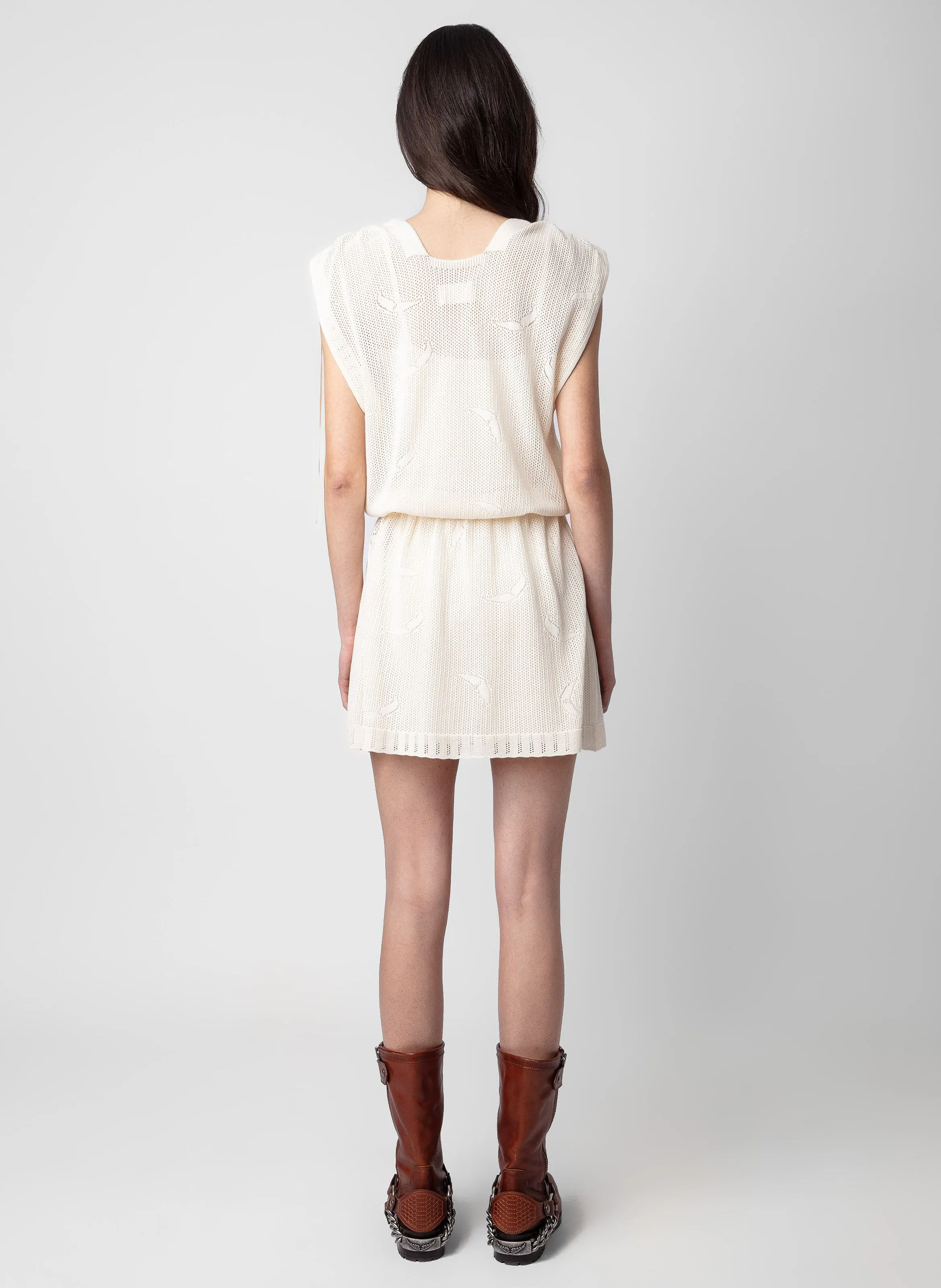 ZADIG&VOLTAIRE  Robe courte col v en coton alanis - Beige