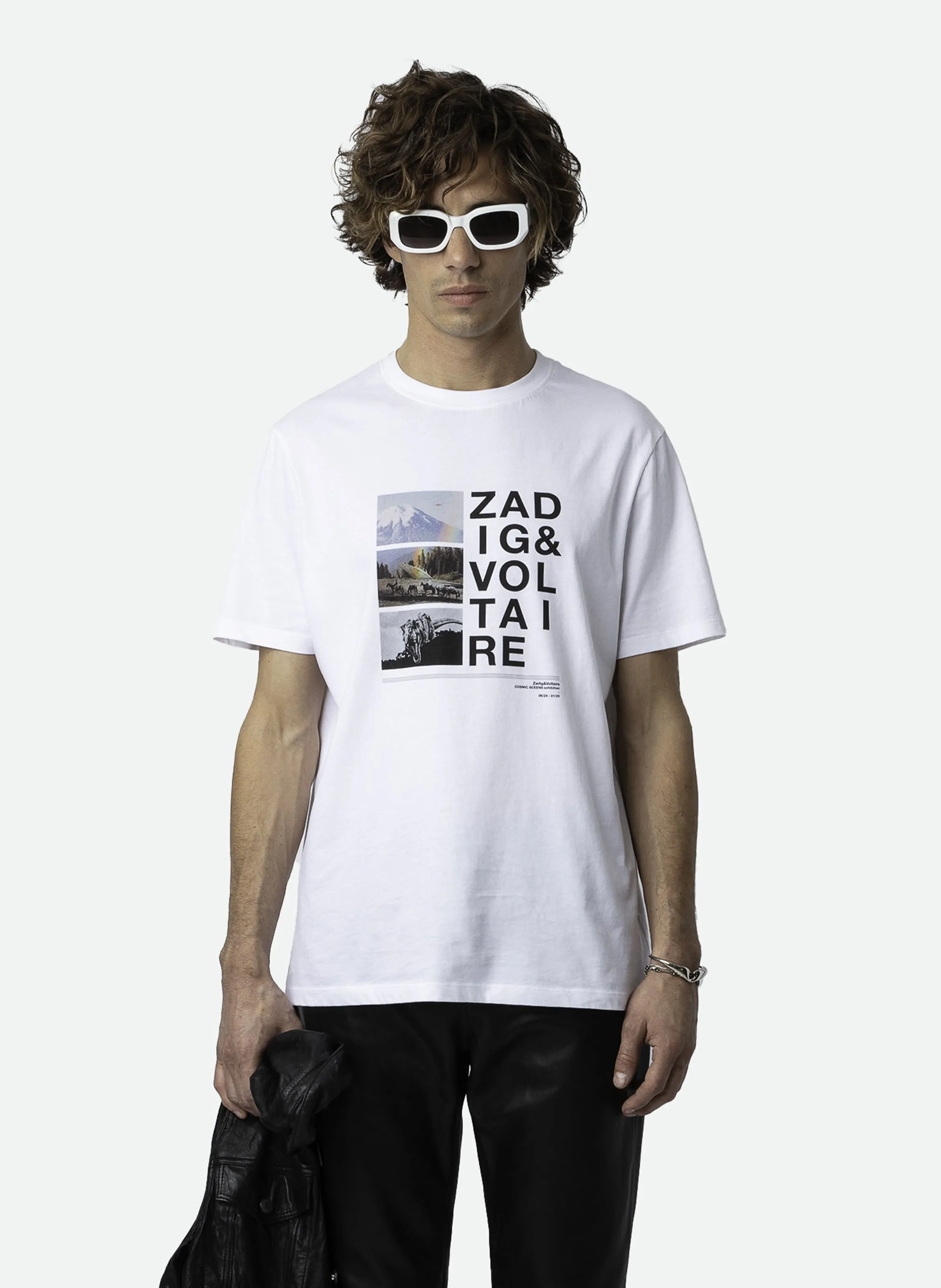 ZADIG&VOLTAIRE  Tee-shirt droit col rond en coton bio sérigraphié ted - Blanc