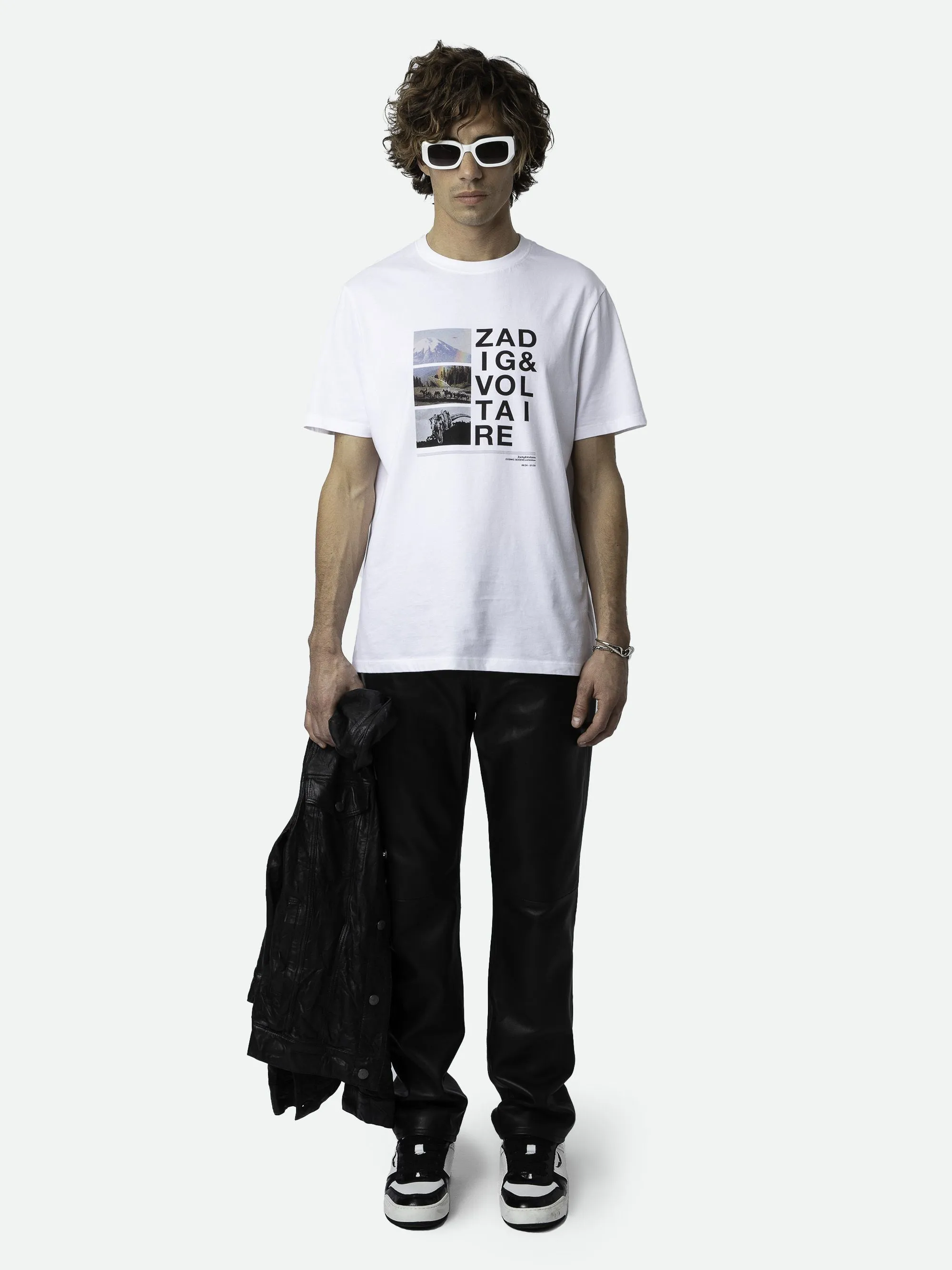 ZADIG&VOLTAIRE  Tee-shirt droit col rond en coton bio sérigraphié ted - Blanc