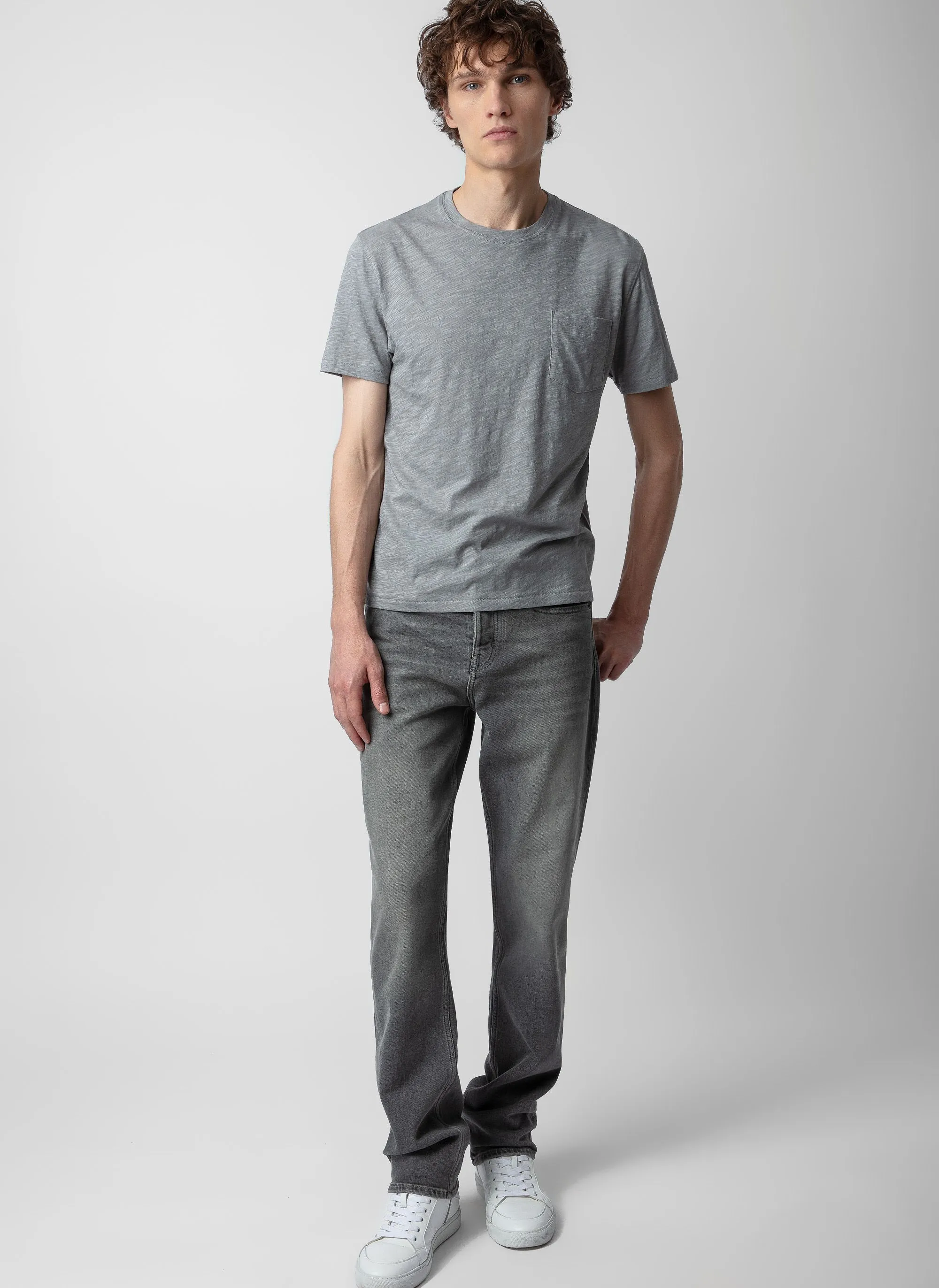ZADIG&VOLTAIRE  Tee-shirt regular-fit en coton flammé stockholm - Gris